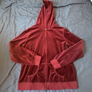 Burgundy Velvet Full Zip Hoodie